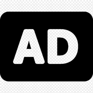 litery AD na czarnym tle