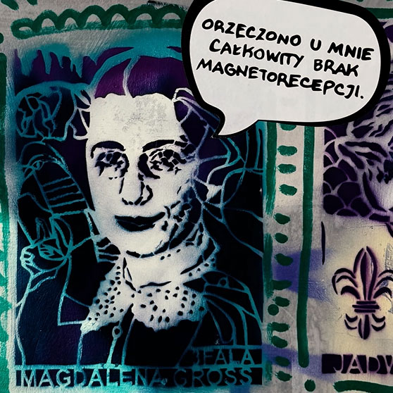Grafika-mural z postacią rzeźbarki Magdaleny Gross
