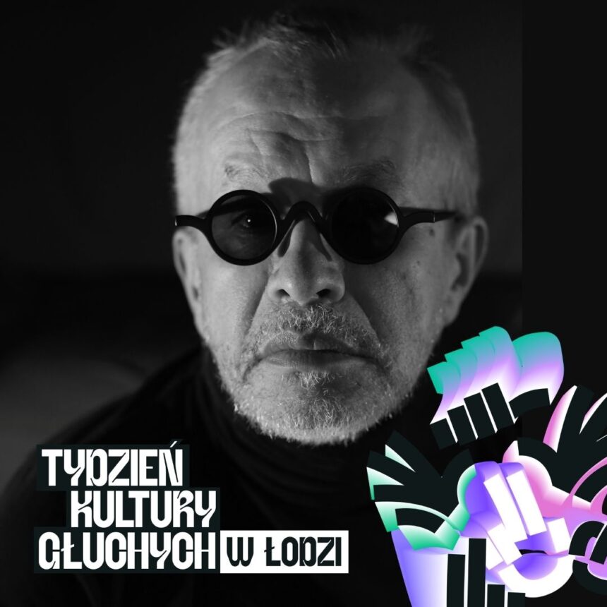 Czarno-biały portret starszego mężczyzny w ciemnych okularach